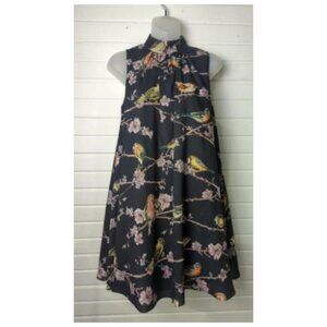 Ted Baker - Black w/ Bird & Floral Print Detail Dress Sz 0